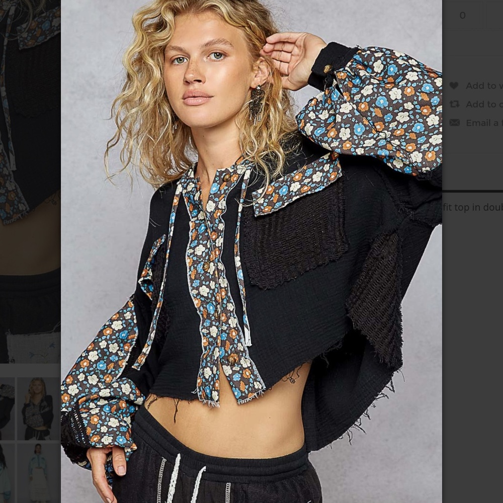 New POL Black Jacket with Floral Pattern - Picture 3 of 8